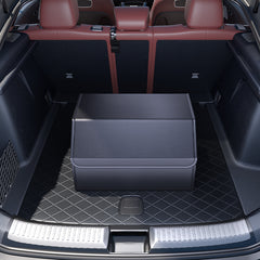 Car Trunk Organizer with Lid - Foldable & Collapsible Cargo Storage Box for SUV, Car, MPV & Home- Multi-Compartment Boot Organizer PU Leather - OOLVS