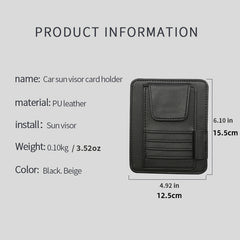 Organizer Pelindung Matahari Mobil dari Kulit Sintetis – Tempat Penyimpanan Kacamata, Kartu, Tiket & Uang Kertas