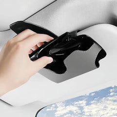 Tempat Kacamata di Pelindung Matahari Mobil – Kotak Organizer Kacamata Universal dari Kulit PU dengan Penutup Magnet Tersembunyi