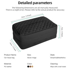 Large PU Leather Car & Home Tissue Box Holder – Fits 120‑Count Standard Tissues, Headrest & Armrest Napkin Dispenser | OOLVS