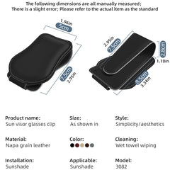 حامل نظارات شمسية مغناطيسي عالمي لواقي الشمس في السيارة - مشبك نظارات من الجلد الصناعي يناسب جميع الأحجام | OOLVS