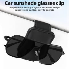 حامل نظارات شمسية مغناطيسي عالمي لواقي الشمس في السيارة - مشبك نظارات من الجلد الصناعي يناسب جميع الأحجام | OOLVS