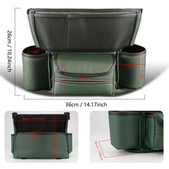 Nappa Faux Leather Seat-Gap Organizer – Large Capacity Purse & Console Double-sided Storage Bag Between Seats with Tissue Pockets & Phone Holder | OOLVS