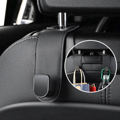 PU Leather Car Seat Headrest Hooks – Backseat Organizer Hangers for Purse, Groceries, Coat & Handbag – Universal Fit Vehicle Accessories (Set of 1)