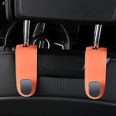 PU Leather Car Seat Headrest Hooks – Backseat Organizer Hangers for Purse, Groceries, Coat & Handbag – Universal Fit Vehicle Accessories (Set of 1)