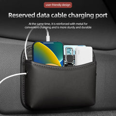 PU Leather Car Seat Side Storage Pocket – Universal Adhesive Side Organizer for Phone, Keys, Cards & Sunglasses | OOLVS
