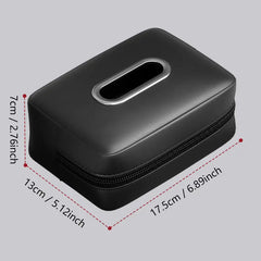 PU Leather Car Tissue Holder with Silver Arc Opening – Backseat Napkin Box Cover Fits 120 Tissues, Auto Interior Organizer | OOLVS