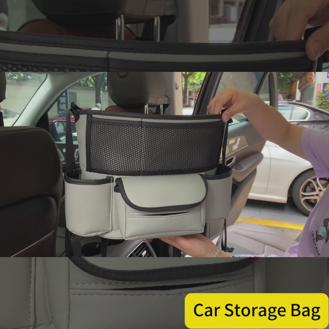 Nappa Faux Leather Seat-Gap Organizer – Large Capacity Purse & Console Double-sided Storage Bag Between Seats with Tissue Pockets & Phone Holder | OOLVS