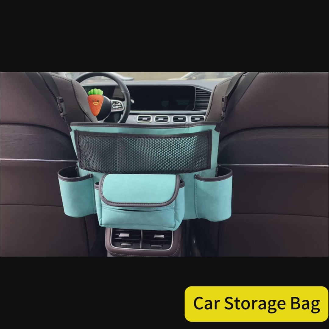 Suede Car Seat Gap Storage Bag – Large Console Organizer & Purse Holder Between Front Seats for Phone, Wallet & Docs | OOLVS